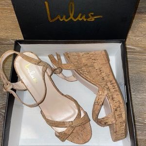 Cork Wedge Strappy Heels